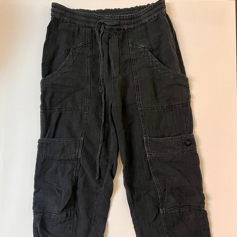 Free People Black Wide Leg Cargo Utility Pants